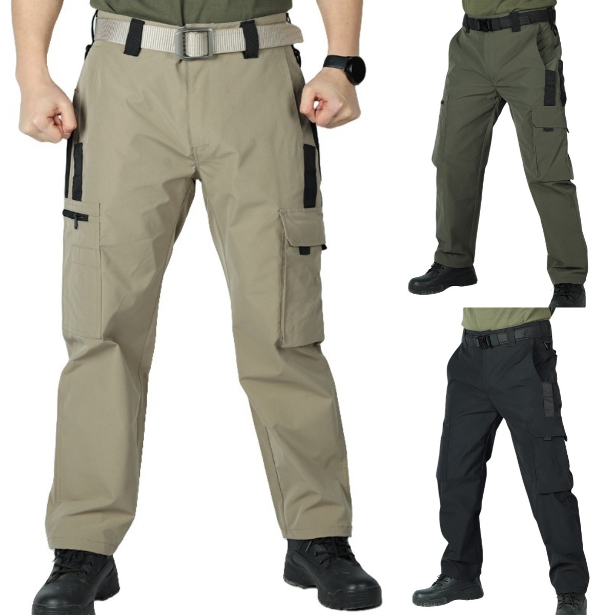 2025 Autumn New Contrast Color Multifunctional Outdoor Training Tactical Pants Men's Multi-Pocket Waterproof Workwear Straight-Leg Trousers