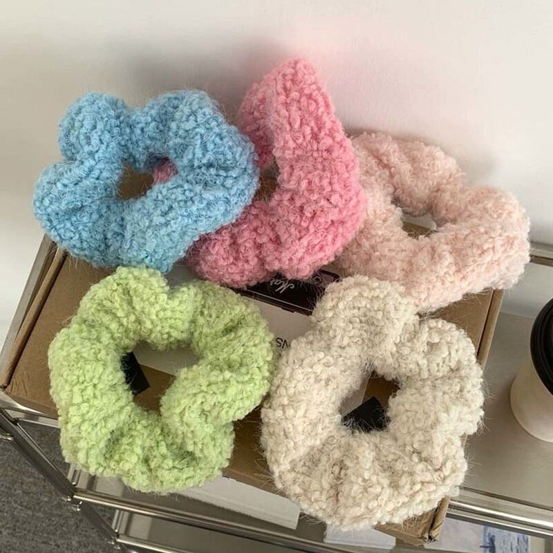Large Bowel Sweet Girl Hair Rope Hair Accessories New Cream Lamb Hair Ring Autumn and Winter Solid Color Plush