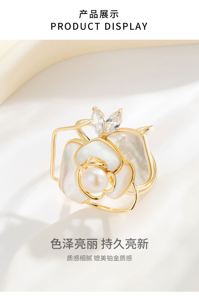 时尚优雅山CHA丝巾扣小众轻奢风天然贝壳花朵方巾扣