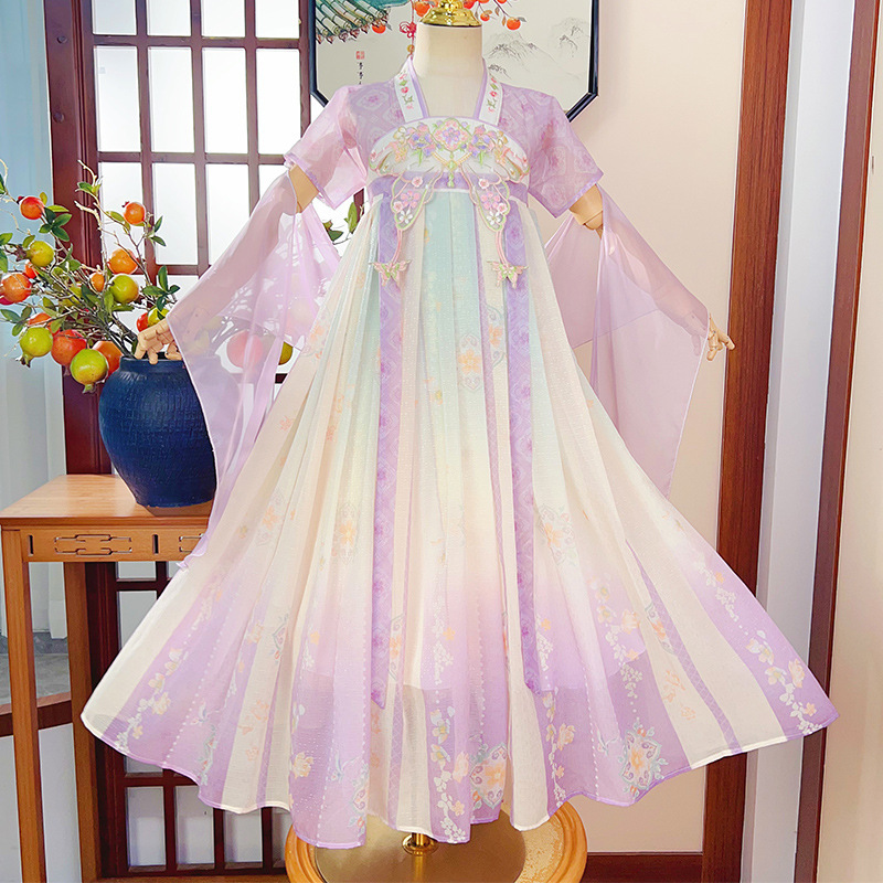 2025 New Han Dynasty Girls Summer Skirt Ancient Costume Chinese Style Super Fairy Dress Children's Ancient Style Tang Suit Summer Style