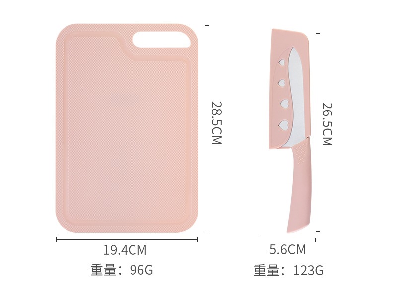 Portable Cutting Board Set 5 Piece Food Grade Plastic Chopping Boards with Stainless Steel Knives for Baby Food and Travel specifications