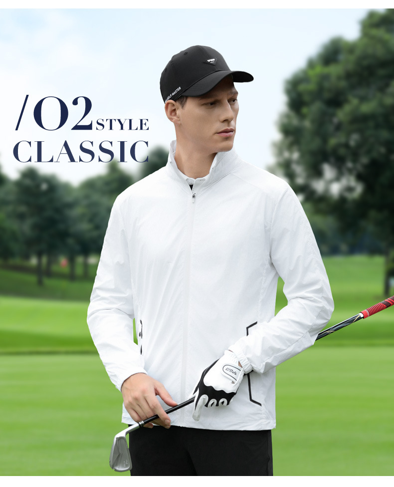 Áo chống nắng golf nam cổ đứng nhẹ chống mưa, tay dài khóa kéo — Áo khoác đen [mũ trùm đầu ẩn/chống nắng và mưa/vòng găng tay ở mặt sau] YF818 chi tiết 14