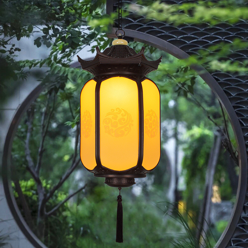 Outdoor new Chinese style pavilion pavilion courtyard villa door chandelier waterproof outdoor hanging lamp corridor balcony lamp lantern