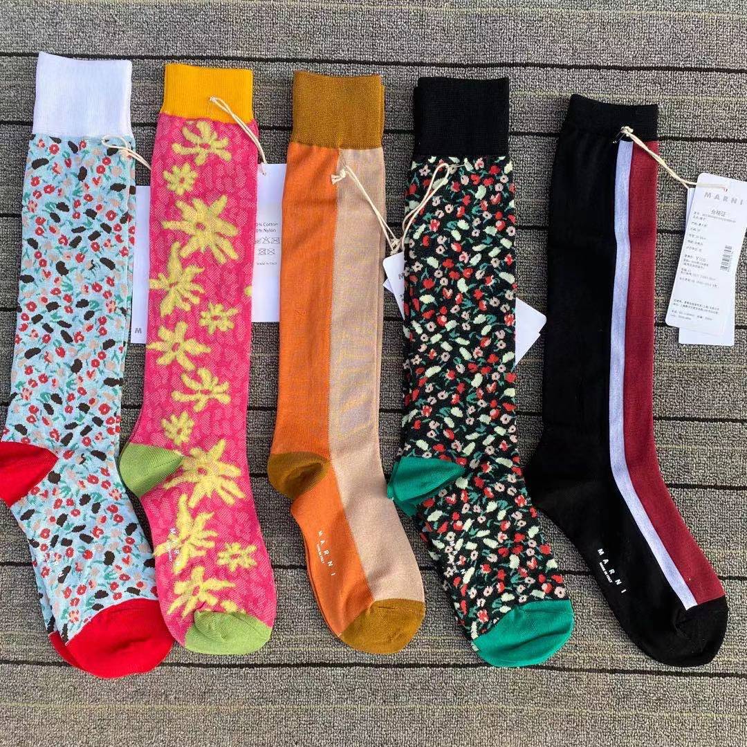 Female personality composite color tube socks