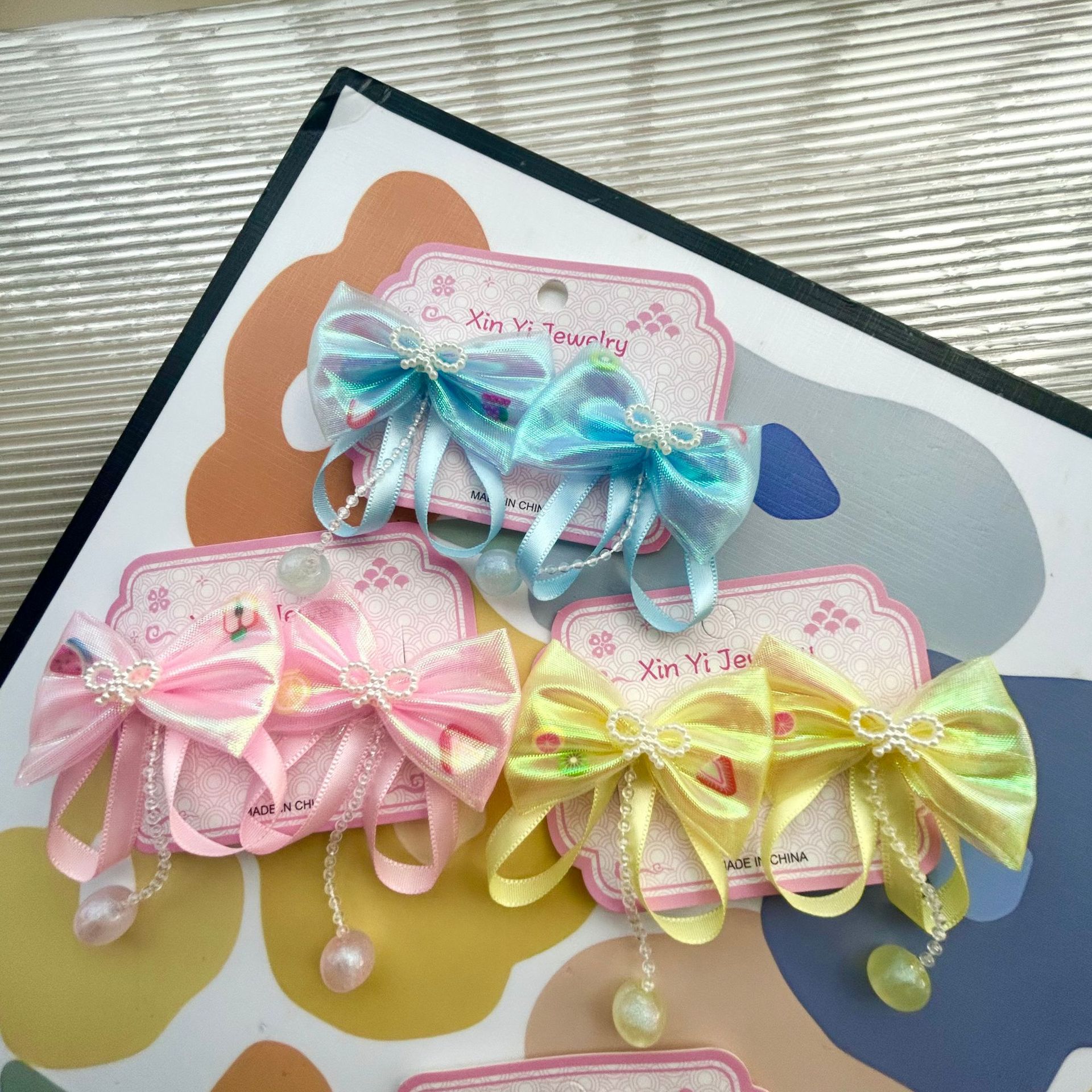 Nuevo estilo chino clip de cabello para niños niñas vestidos chinos adornamiento de cabello princesa antiguo arco pares clip de bordilla tarjeta pequeña