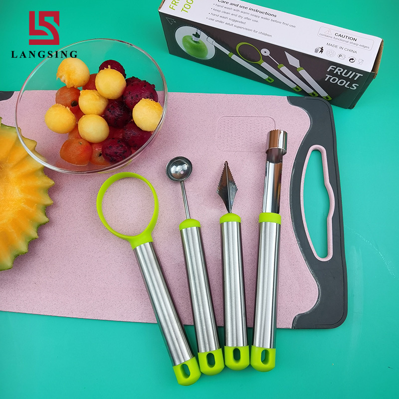 工廠水果挖球勺不鏽鋼雕花刀多功能西瓜挖勺水果拼盤工具套裝
