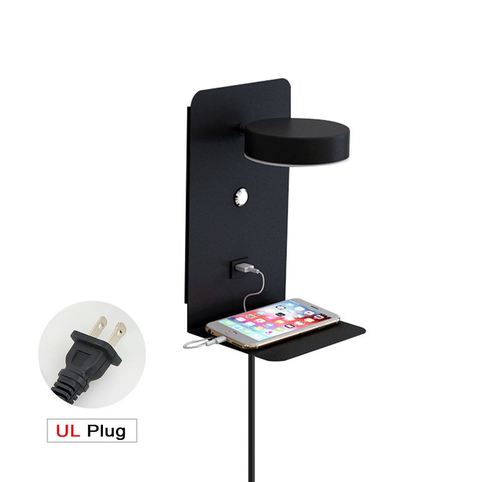 Lámpara de pared táctil de tres colores electrodeless atenuación USB recargable LED Lámpara de lectura de luz de lujo minimalista dormitorio lámpara de noche 12W