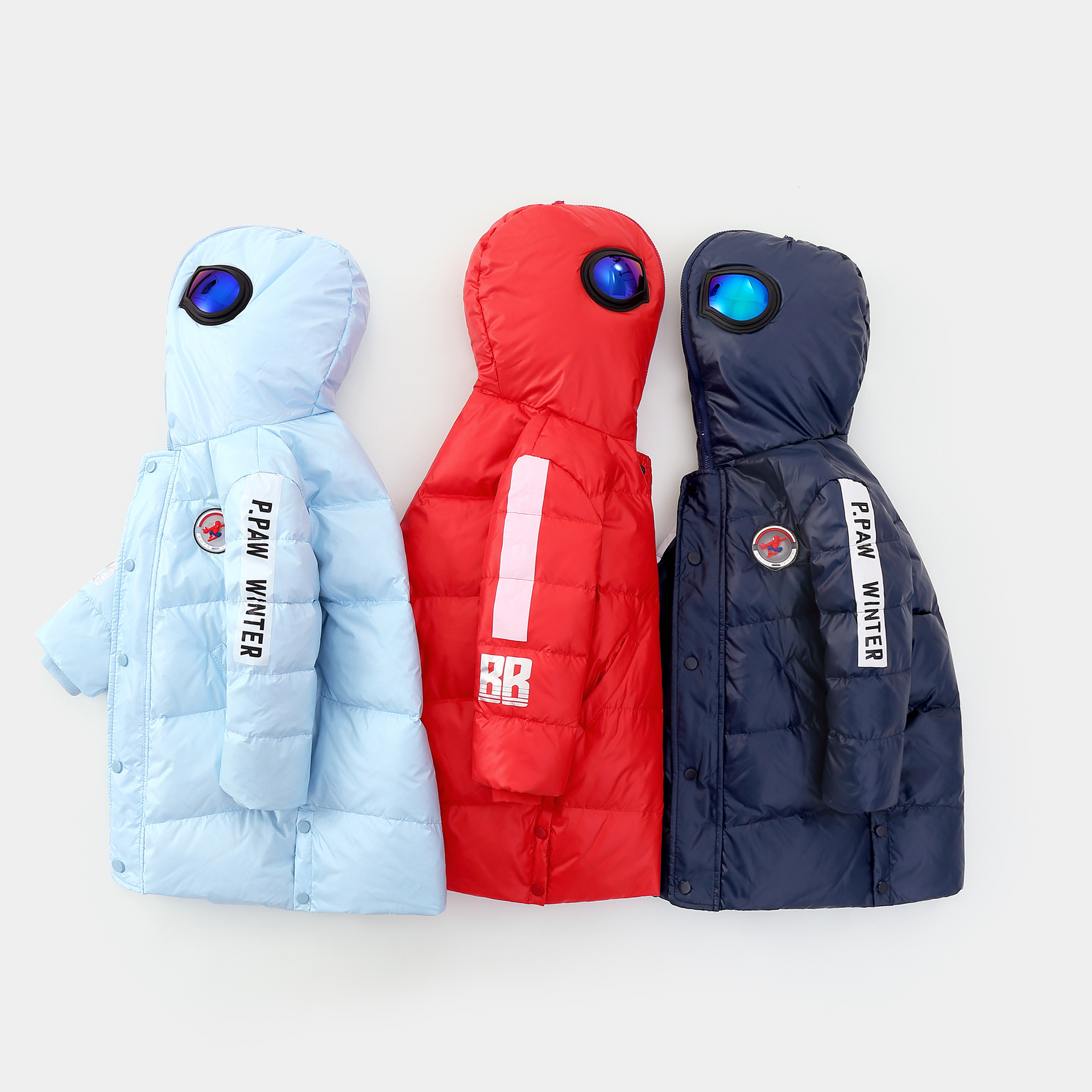 90% invierno nuevos hombres y mujeres ropa chaqueta de abajo para niños chaqueta de monstruo con capucha de longitud media para niños medianos y grandes