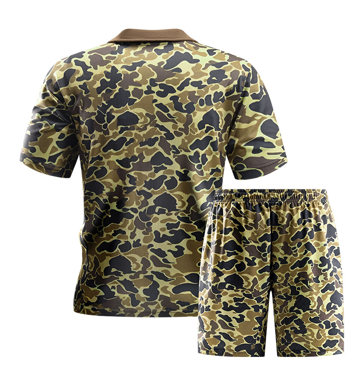 Ensemble polo et short pour homme imprimé léopard été décontracté_voghion.com