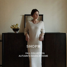 现 2025冬季新款韩国设计师sh*pm优雅修身圆领纯色针织连衣裙