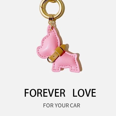 フレンチブルドッグ犬車のキーホルダーペンダント絶妙でクリエイティブな男性と女性のかわいい子犬カップルバッグペンダントリング個性|undefined