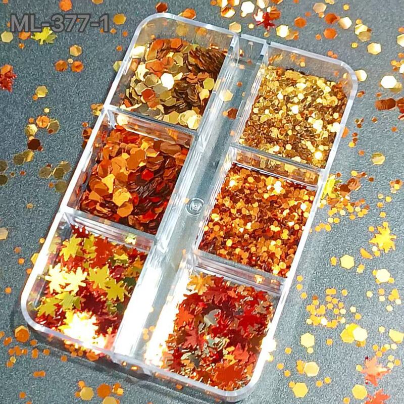 Cross-border Autumn Series Nail Art Maple Leaf Sequins ins Heart Flower Christmas Mixed Maple Leaf Decorative Nail Art Glitter Cross-border Autumn Series Nail Art Maple Leaf Sequins ins Heart Flower Christmas Mixed Maple Leaf Decorative Nail Art Glitter