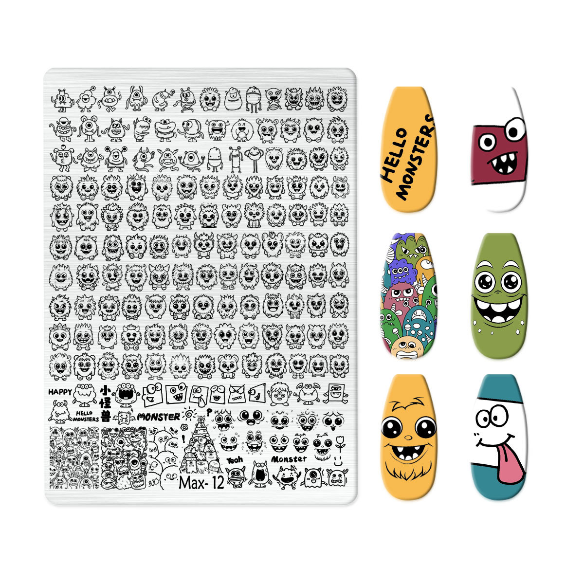 Explosions Super Large Nail Art Egg Plate Nail Art Steel Plate New Technology Cute Nail Art Bow Frosted with Back Plate