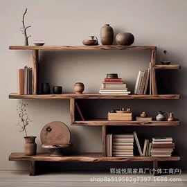 新中式老榆木博古架客厅陶艺品展示架茶具多宝阁架书架酒架玄关架