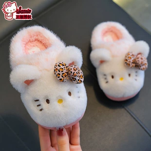 Девочкам тапочки Hello Kitty утеплённые на флисе с закрытой пяткой