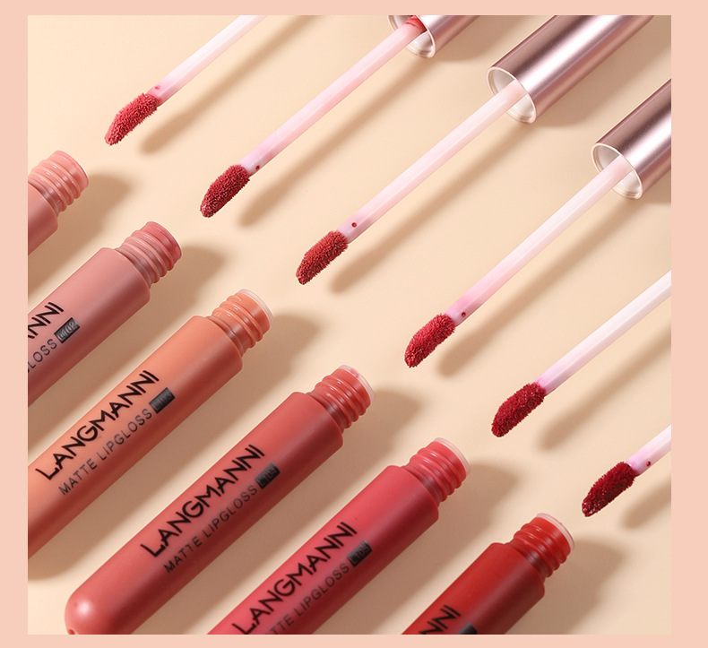 Langmanni's new matte lip gloss set, 6-piece lip gloss set, velvet lipstick, cross-border makeup undefined