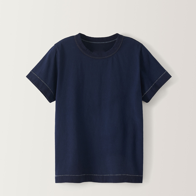 在庫あり、文字なし半袖Tシャツ、レディース2025春夏新作デザイナースタイルラウンドネックトップス