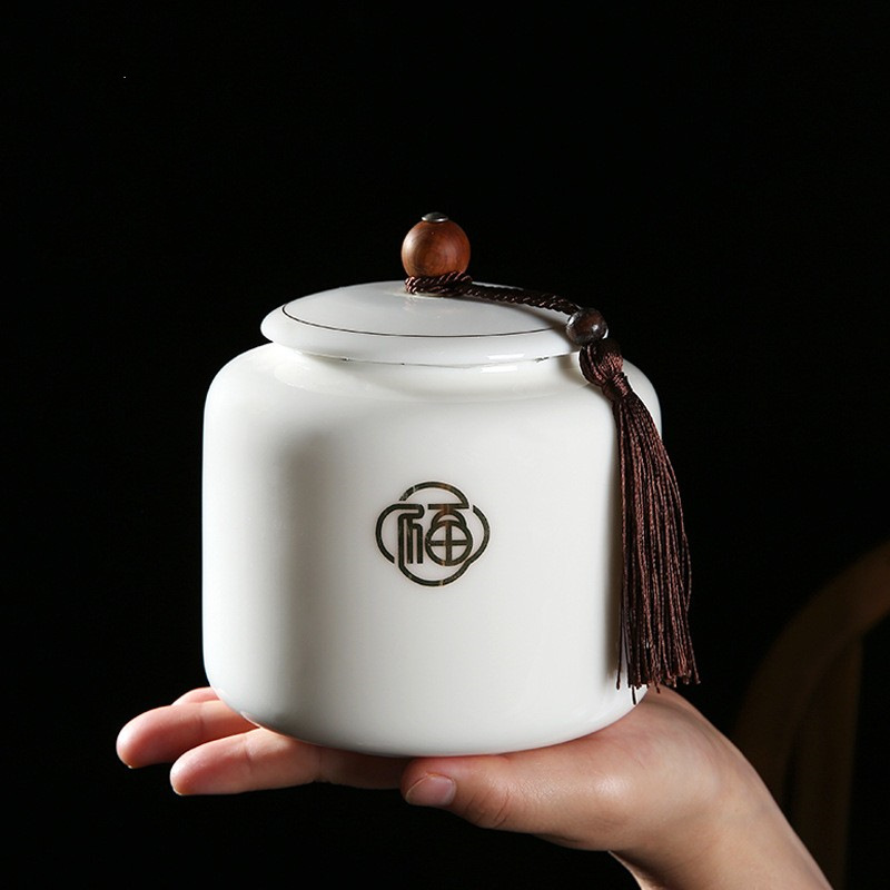 茶叶罐陶瓷茶叶包装礼盒空新款半斤绿茶红中号白瓷密封罐双罐logo
