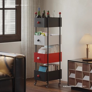 Floor Bookshelf Multi-layer Living Room Household Wrought Iron Rack Corner Storage Cabinet Storage Display Cabinet Invisible Cabinet