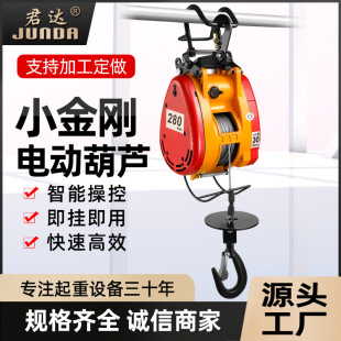Small King Kong electric hoist 220V household portable hanging hoist double hole Mini lifting remote control Crane