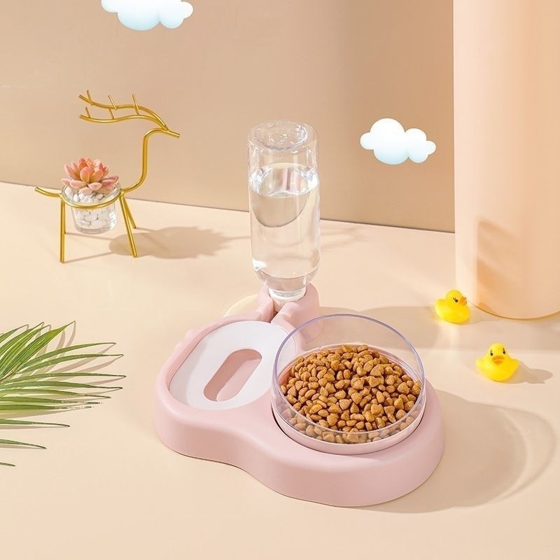 Cat bowl double bowl dog bowl automatic water refilling pet cat bowl…