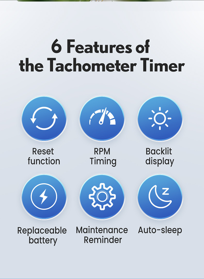Inductive Digital Tachometer for 2/4-Stroke Engines, Universal for Lawn Mowers and Chainsaws, with an Accumulative Timer
