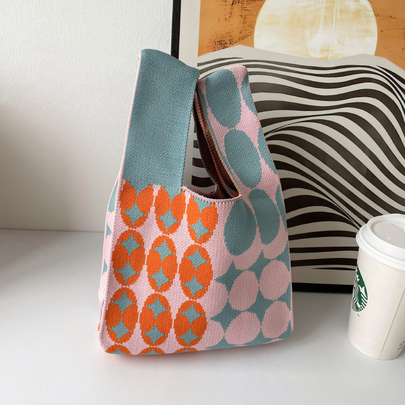 Bolsos, diseño de nicho femenino, bolso de punto personalizado, bolso tejido de un solo hombro de punto de todo fósforo, bolso de mano, bolso de mano