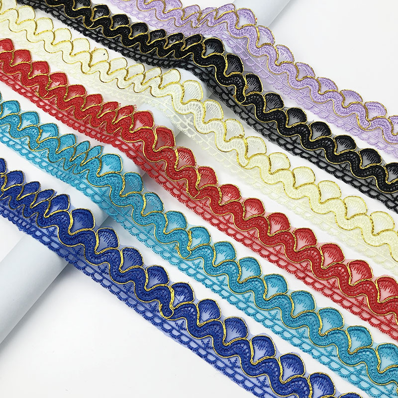 现货供应5cm彩色车骨花边刺绣花边新娘服装服饰辅料DIY手工