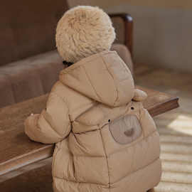 女宝宝羽绒棉服中长款儿童棉衣新款女童洋气加厚棉袄小童冬装外套
