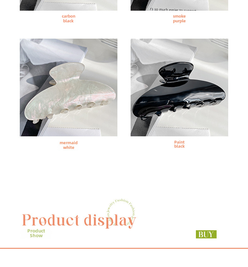 Baifeiya grande fermaglio per capelli in acetato per donna Corea del Sud versatile fermaglio per capelli alla moda color gelatina di alta qualità fermaglio per capelli a forma di squalo_voghion.com