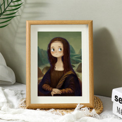 Q版蒙娜麗莎梵高卡通裝飾畫惡搞笑名畫桌面相框擺件兒童房擺台畫