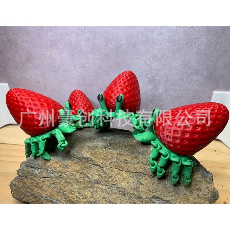 跨境新款Strawberry Crab клубника-краб подвижная joints игрушка 3D-печать маленький сувенир