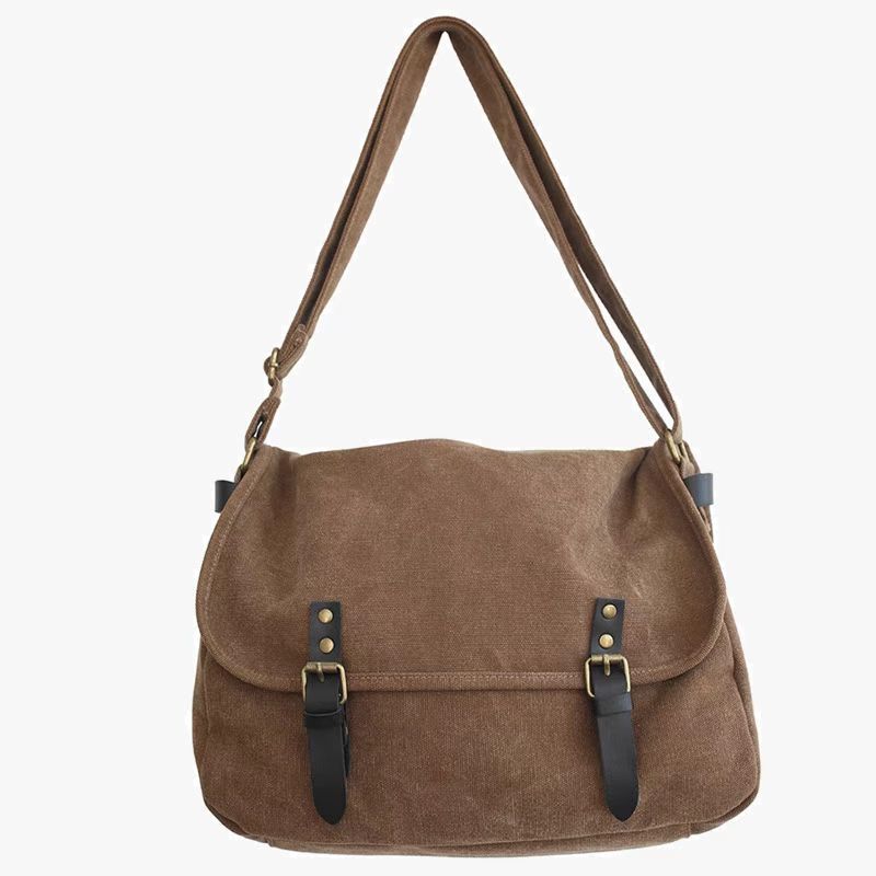 Bolsa de tela de moda japonesa, bolso de lona retrógrado casual para hombres, bolso de hombro de estilo perezoso, bolso de correo simple para hombres.