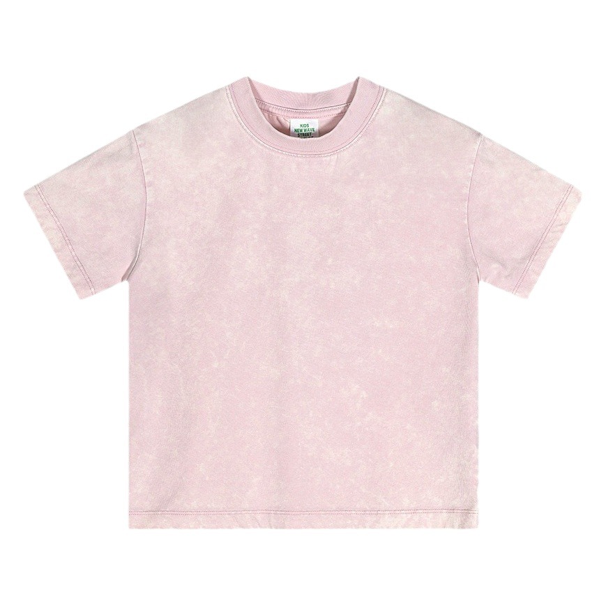 Ropa infantil WD | Camiseta de manga corta para niños mayores, estilo vintage lavado, resistente, nueva colección primavera/verano 2025, marca de moda, exclusiva transfronteriza.