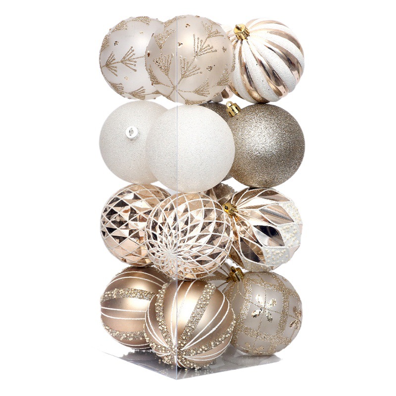 Decoraciones de Navidad luz champán blanco en forma de bola de Navidad pintado adornos traje de árbol de Navidad colgante Accesorios