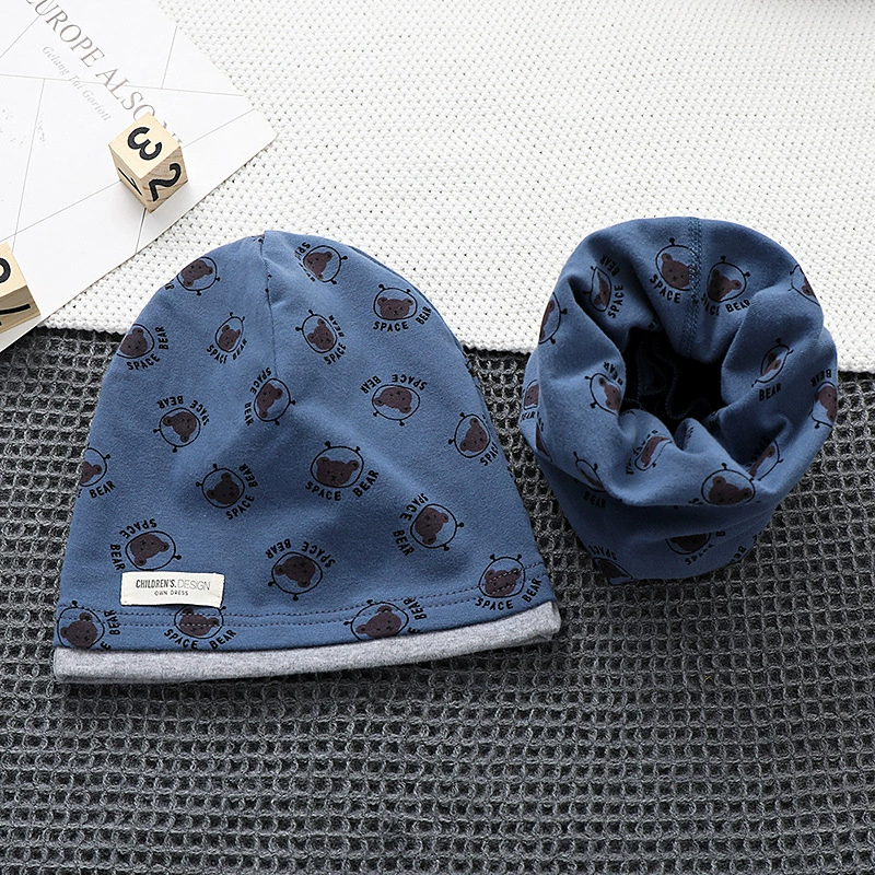 Demi-season kids' cotton set with scarf in Korean style, 2-8y, 48-54cm, multi-color options