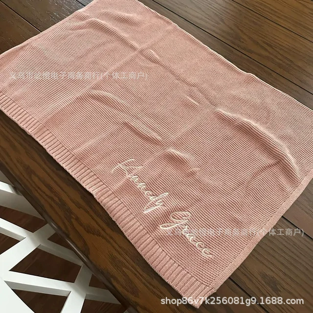 Amazon трансграничная персонализированная baby вышитая детская коляска одеяло одеяло вязаное хлопковое одеяло в одеяло для дивана