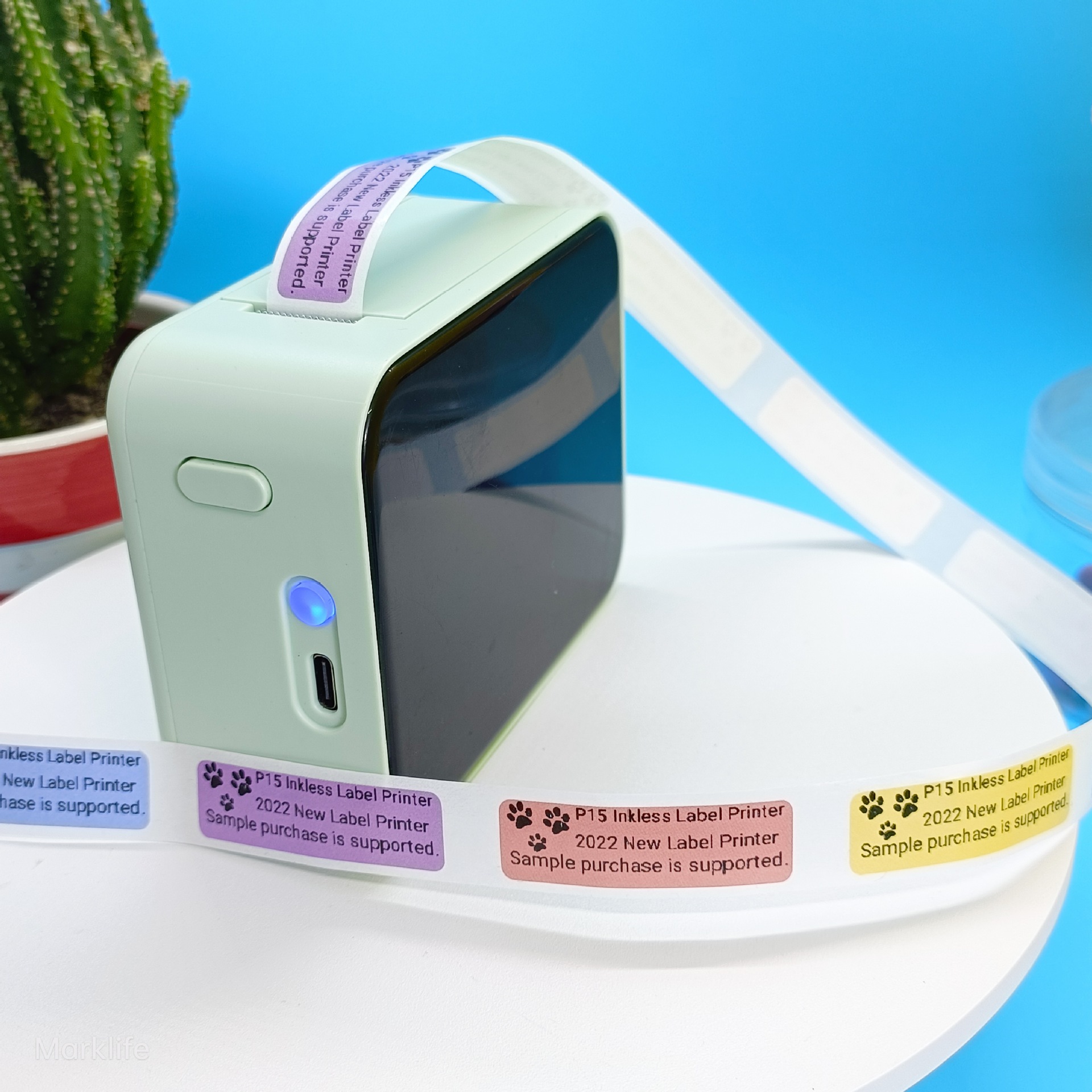 Wireless printer P15 Mini label maker APP 17 languages
