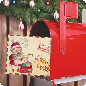レトロ牛革クリスマスグリーティングカードクリスマスギフトカードかわいい漫画折り返しカード祝福メッセージカード封筒付き|undefined