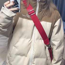 皮拼接麂皮绒加厚棉服棉衣保暖宽松男女外套冬