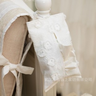 European Retro Light Luxury Floral Lace Embroidery Hemp Natural Color Cotton and Linen Tissue Cover Tissue Box Tissue Box