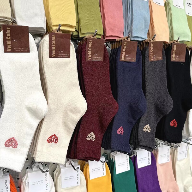 0 South Korea socks vivo mid-waist warm cotton socks bright silk love autumn and winter new thick nano velvet warm plus