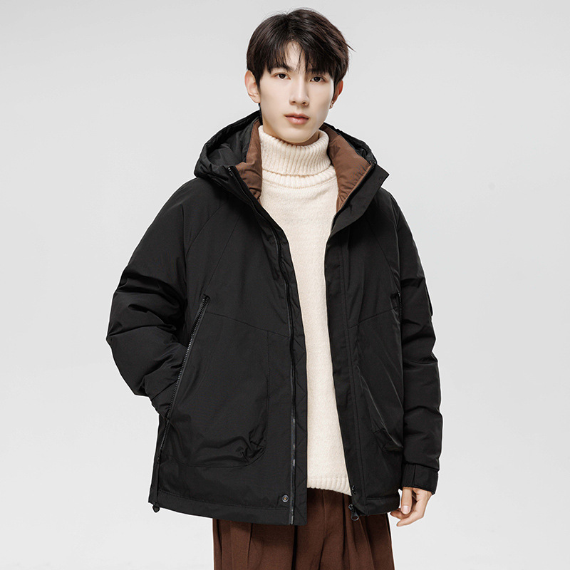 Chaqueta de plumón hombre suelta y gruesa 2024 invierno nuevo frío corto chaqueta de hombre encapuchado adolescente