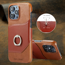 新款适用iphone14promax手机壳苹果12mini插卡保护套XR指环扣皮套