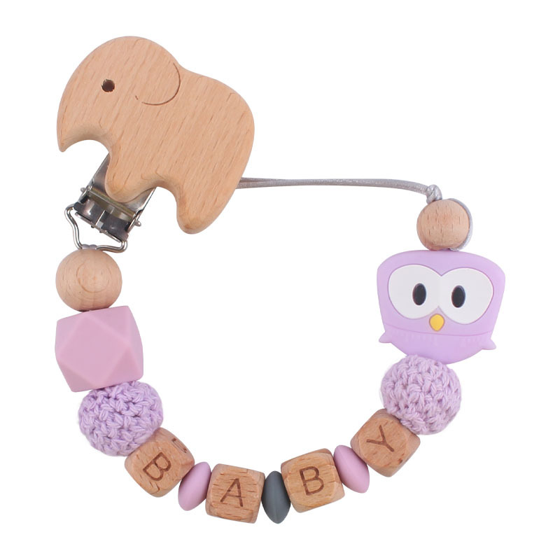 Suministros para bebés dibujos animados animal Rana pájaro mordedor chupete cadena calmante bebé mordedura molar cadena anti-caída