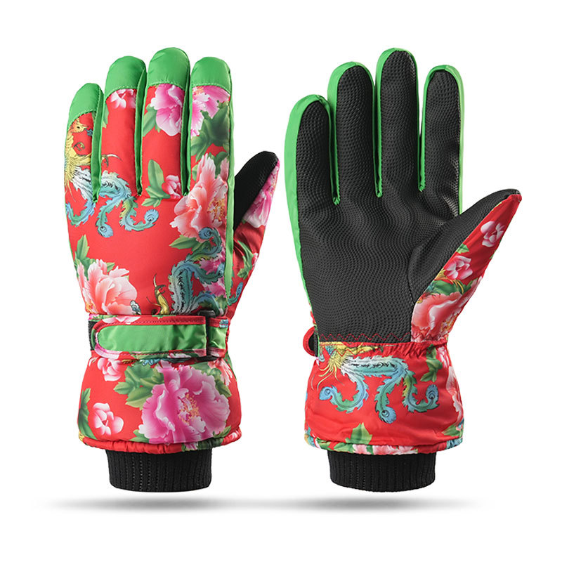 Winter Ski Gloves, Touchscreen, Fleece-Lined, Warm, Waterproof, Outdoor Riding For Electric Motorcycles, Thick Patterned Gloves For Men And Women_desvips.com
