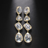 Diamond, trend accessory, small design universal earrings, European style