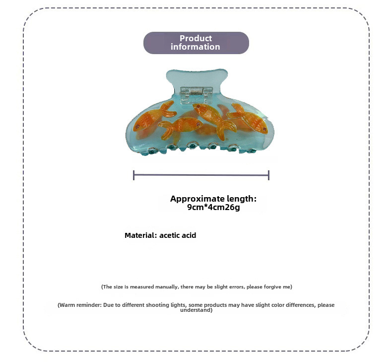 Advanced Sense Fun Goldfisch-Tank-Clip Nischendesign Niedliche Goldfisch-Essigsäure-Haarnadel Mittlerer Hai-Clip Haar-Accessoires_voghion.com