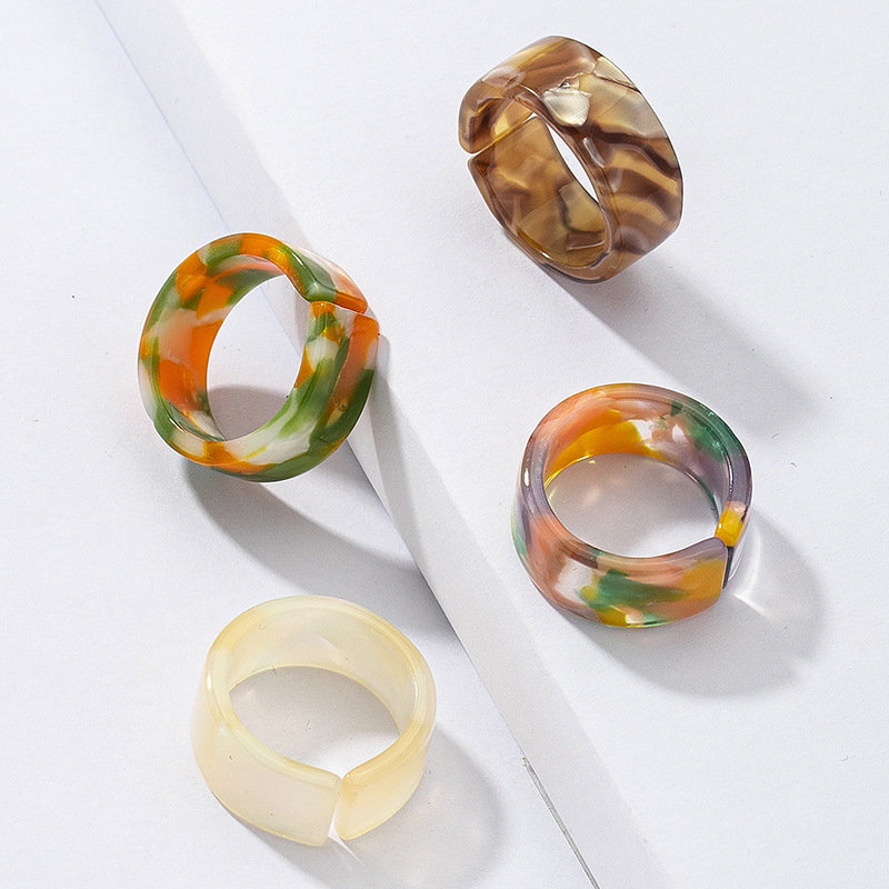 Fashion Color 4 Resin Ring Set display picture 4