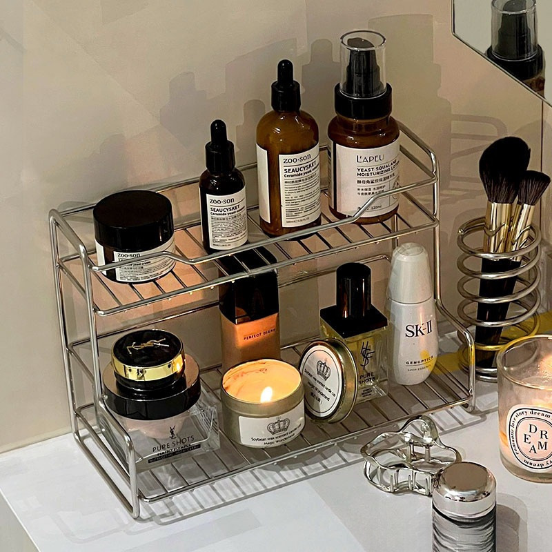 Estante de acero inoxidable de aire lavabo de baño para cosméticos gel de baño artículos de higiene estante de almacenamiento de drenaje